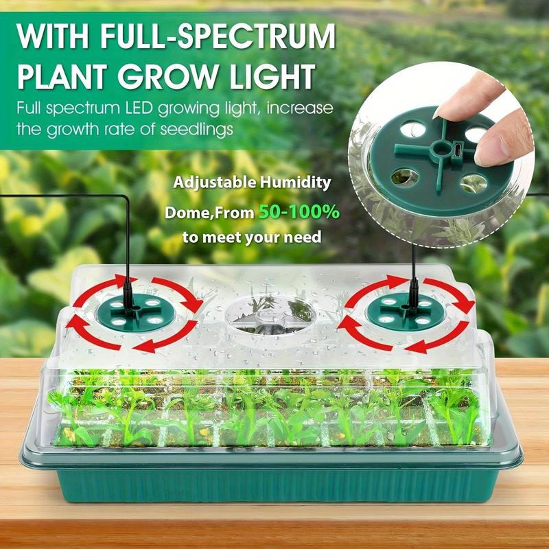 Seedling Tray Set with LED Plant Light and Humidity Dome – 4-Piece Set