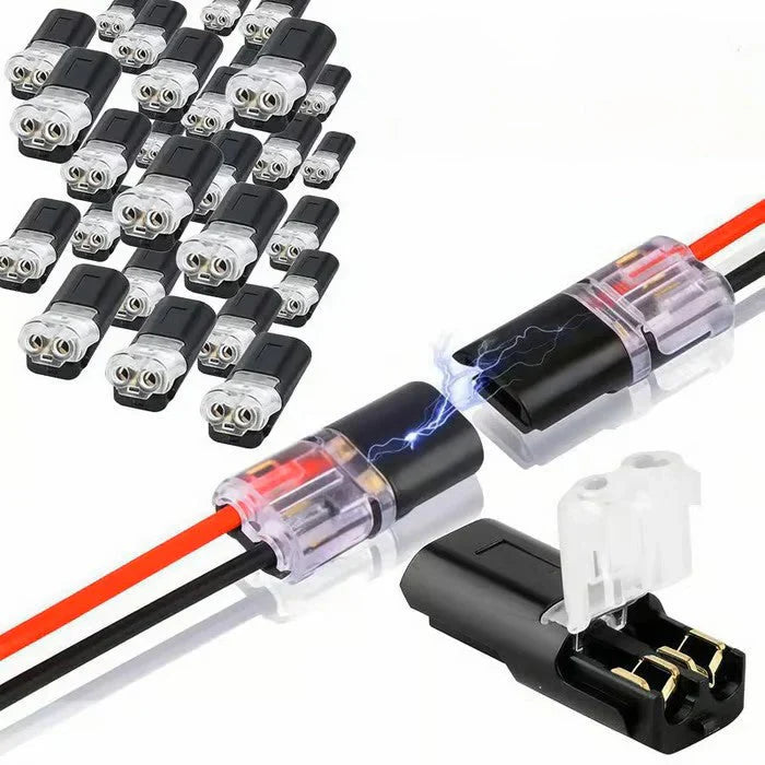 2-Pole Quick Connectors for Cables – No Stripping Required – 50-Piece Set