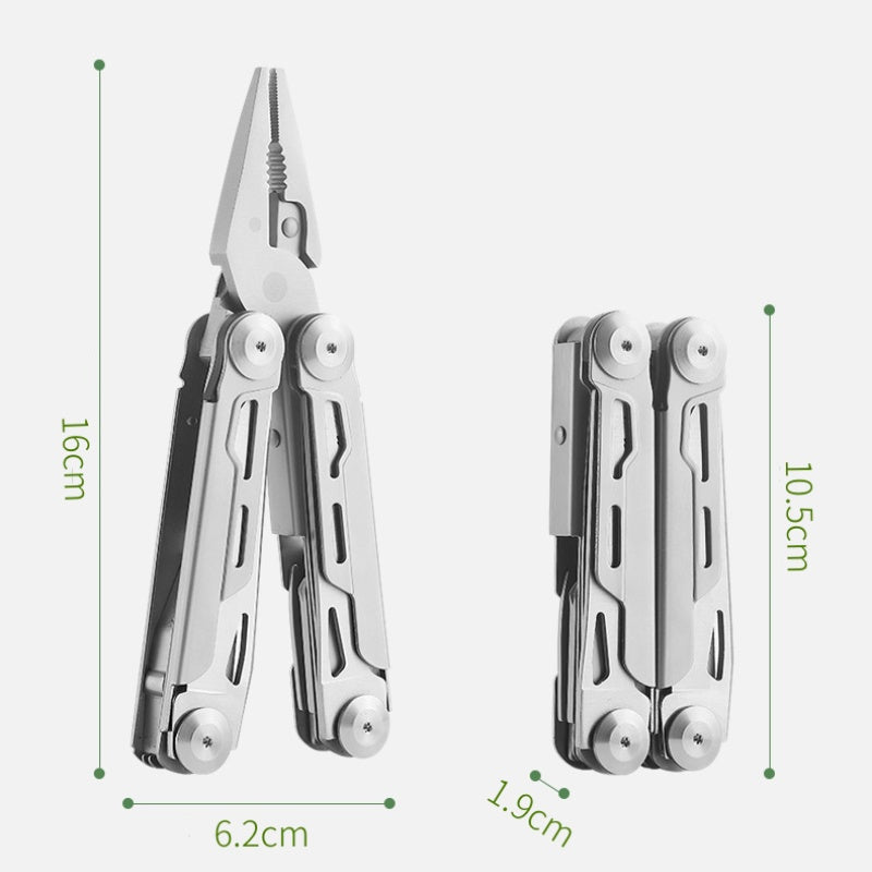 12-in-1 Folding Multitool with Pliers – Compact Stainless Steel