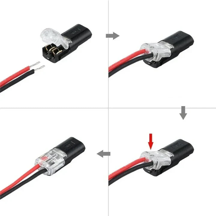 2-Pole Quick Connectors for Cables – No Stripping Required – 50-Piece Set