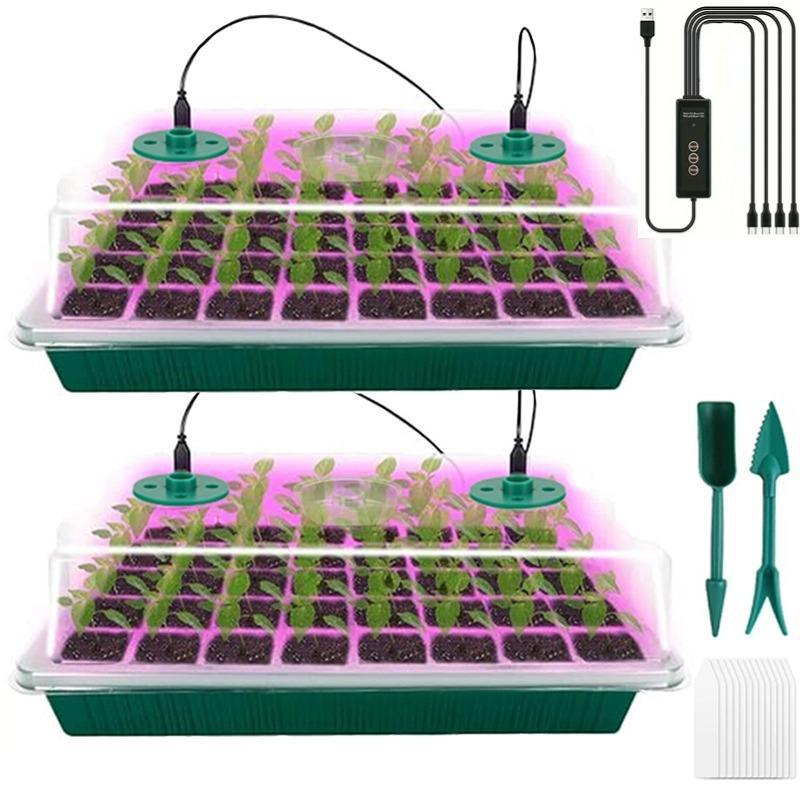 Seedling Tray Set with LED Plant Light and Humidity Dome – 4-Piece Set