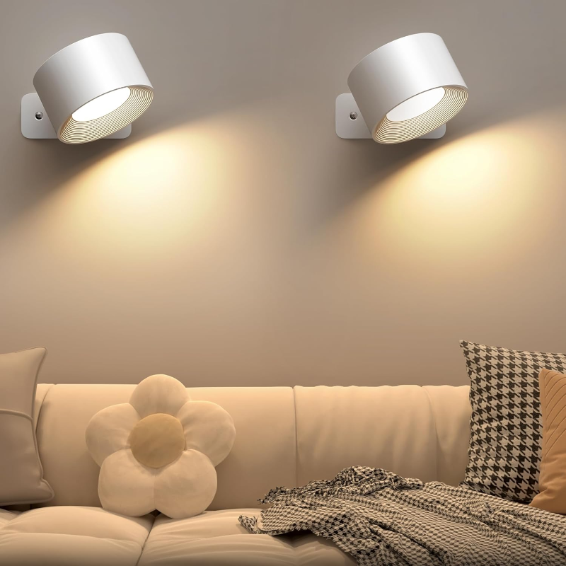 Rechargeable LED Wall Light with 360° Swivel Head – Touch Control, No Wiring Required