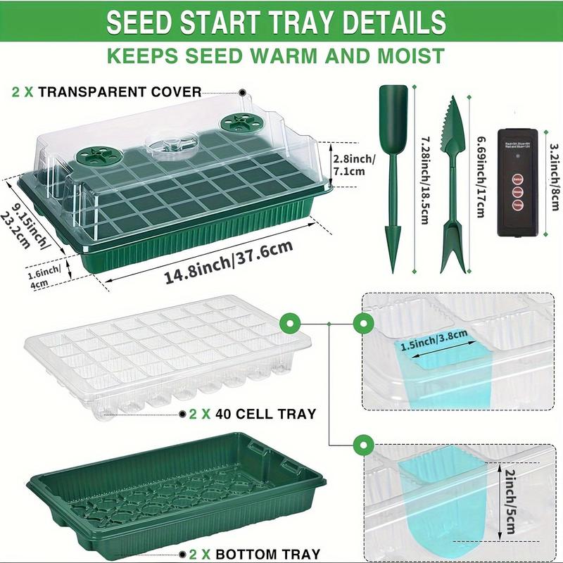 Seedling Tray Set with LED Plant Light and Humidity Dome – 4-Piece Set