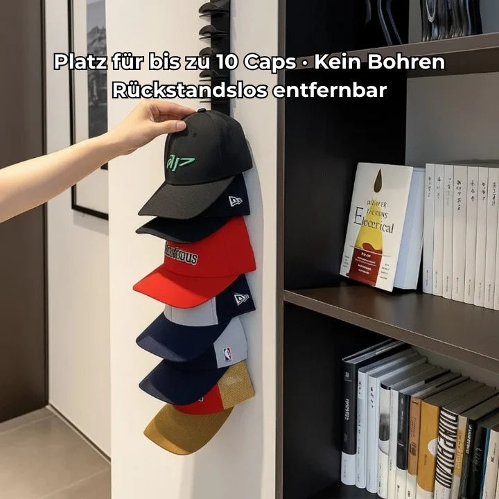 Cap Organizer for the Wall – 10 Caps at Hand, No More Crumpled Brims