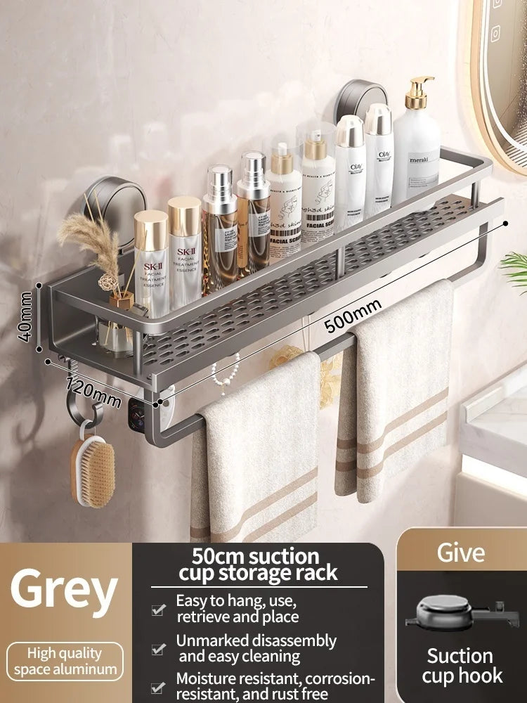 Suction Cup Bathroom Shelf – No Drill Wall Mounting in 3 Sizes
