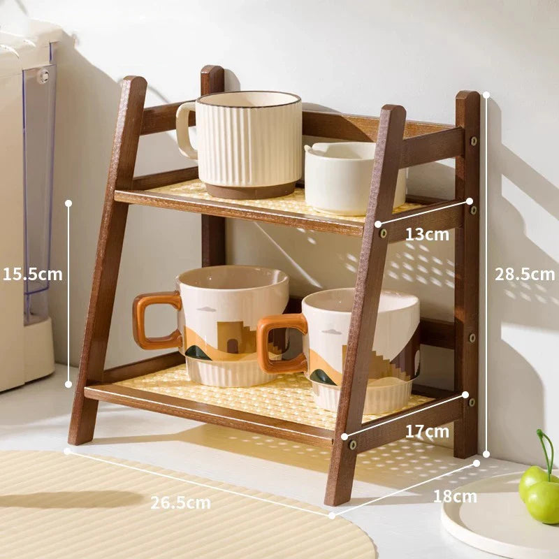 2-Tier Bamboo Kitchen Shelf – Organizer for Kitchen and Desk