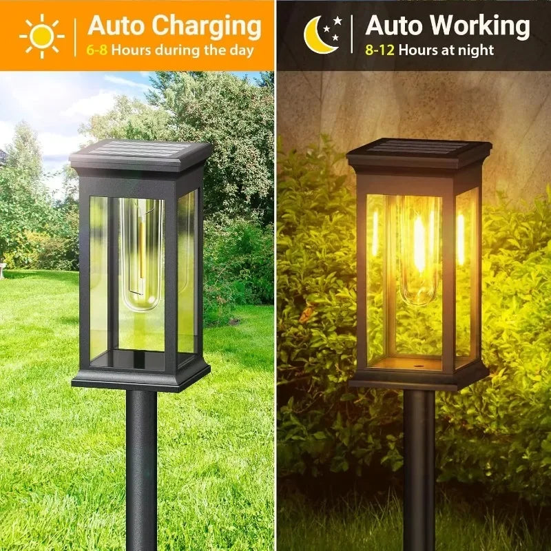 Solar Path Light in Lantern Design with Filament Look – Set of 2