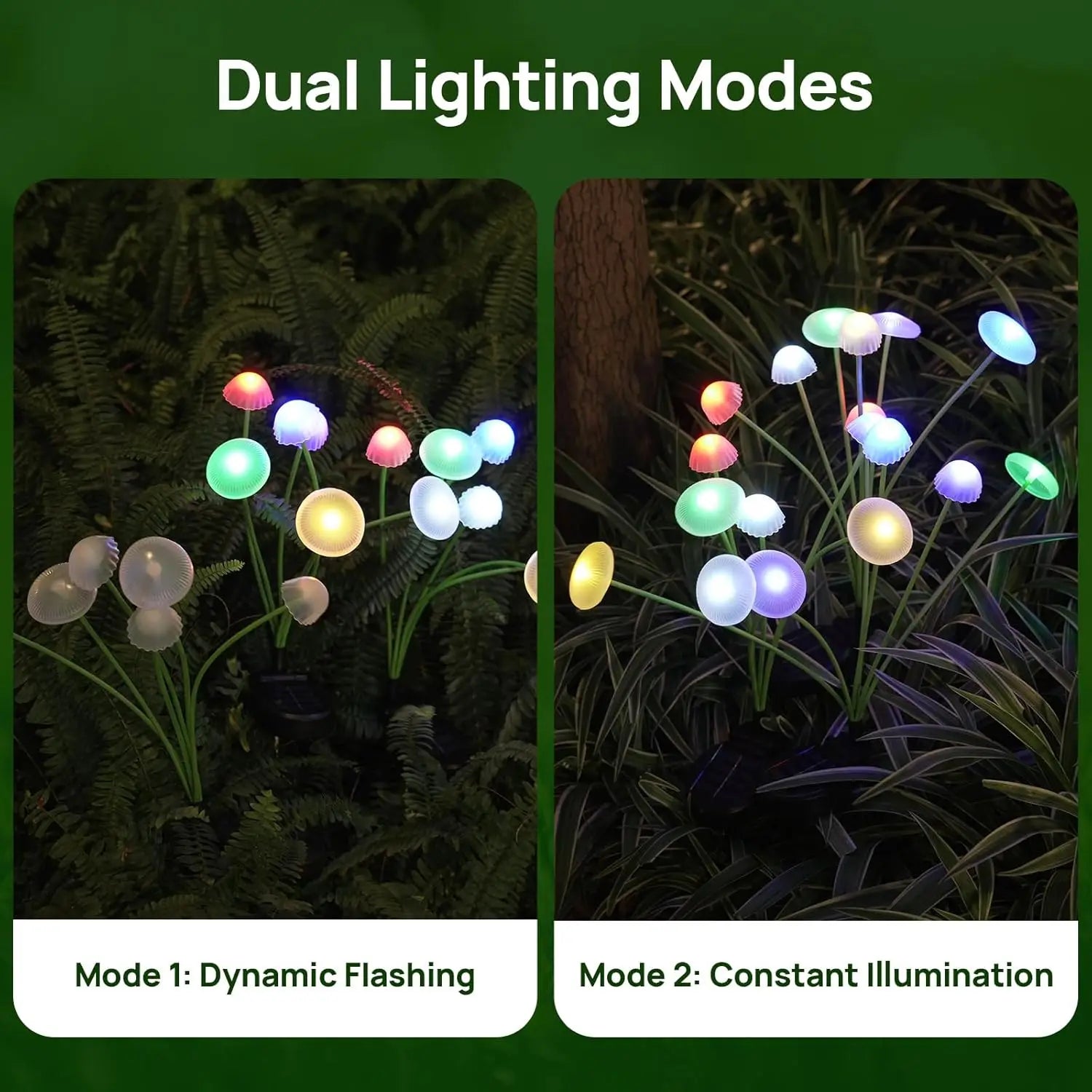 Solar Mushroom Light with 6 Swinging Light Heads – Set of 2
