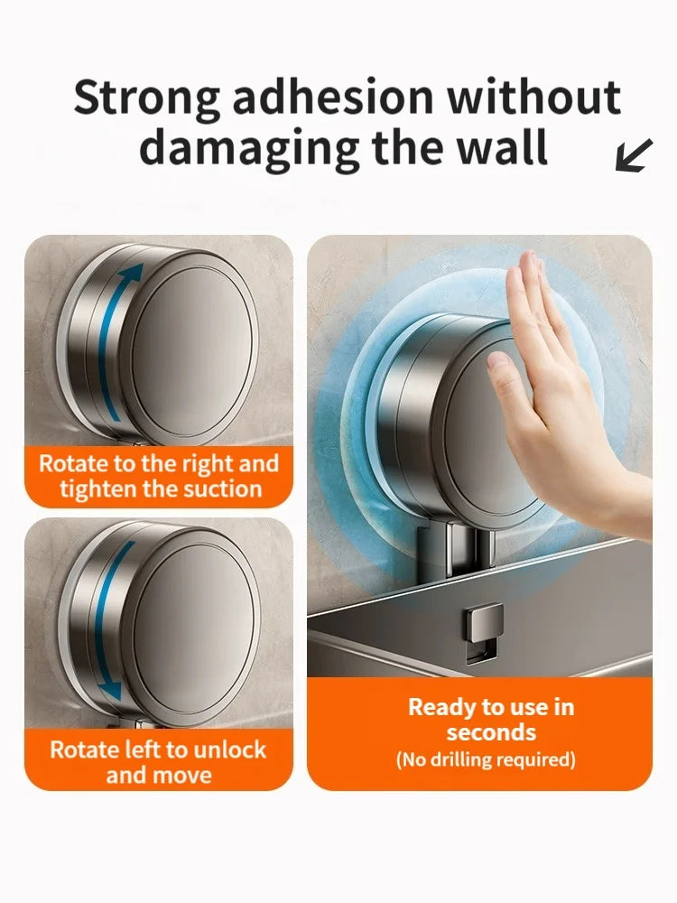 Suction Cup Bathroom Shelf – No Drill Wall Mounting in 3 Sizes