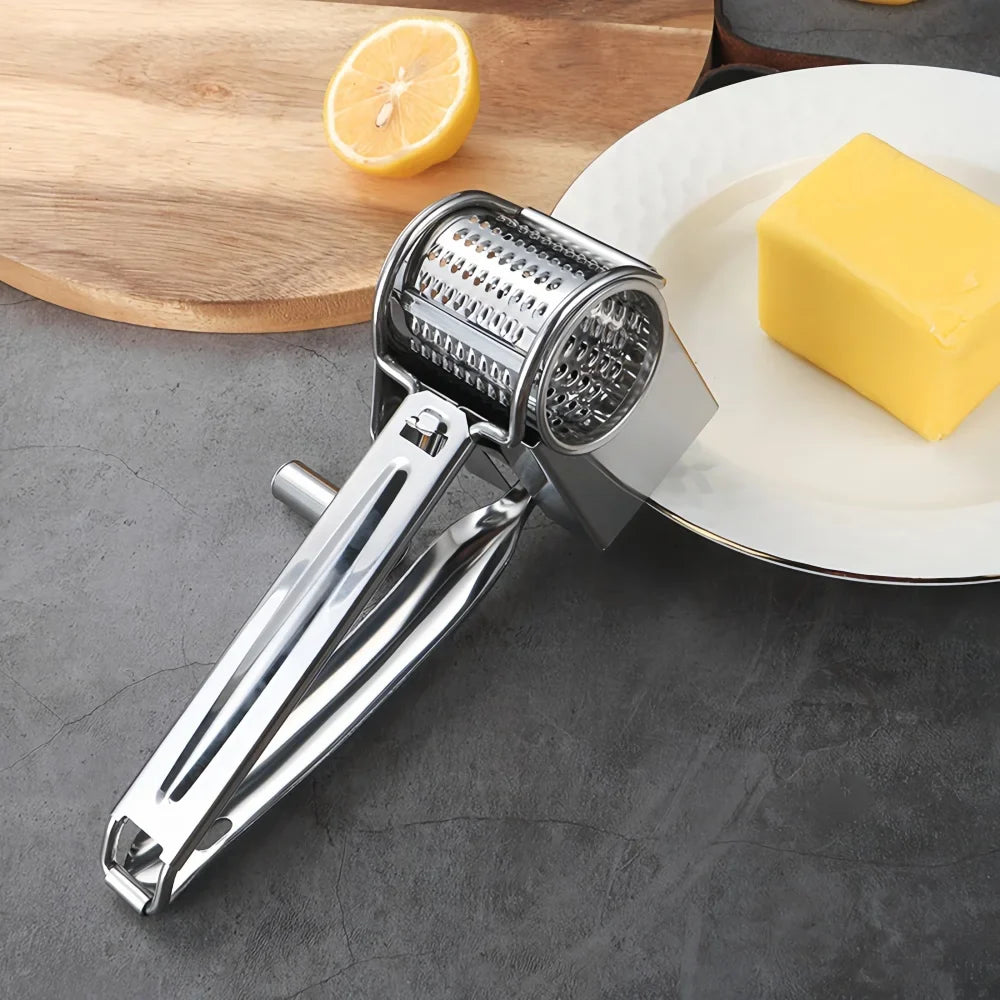 Stainless Steel Rotary Grater – Hand Crank for Cheese and Vegetables