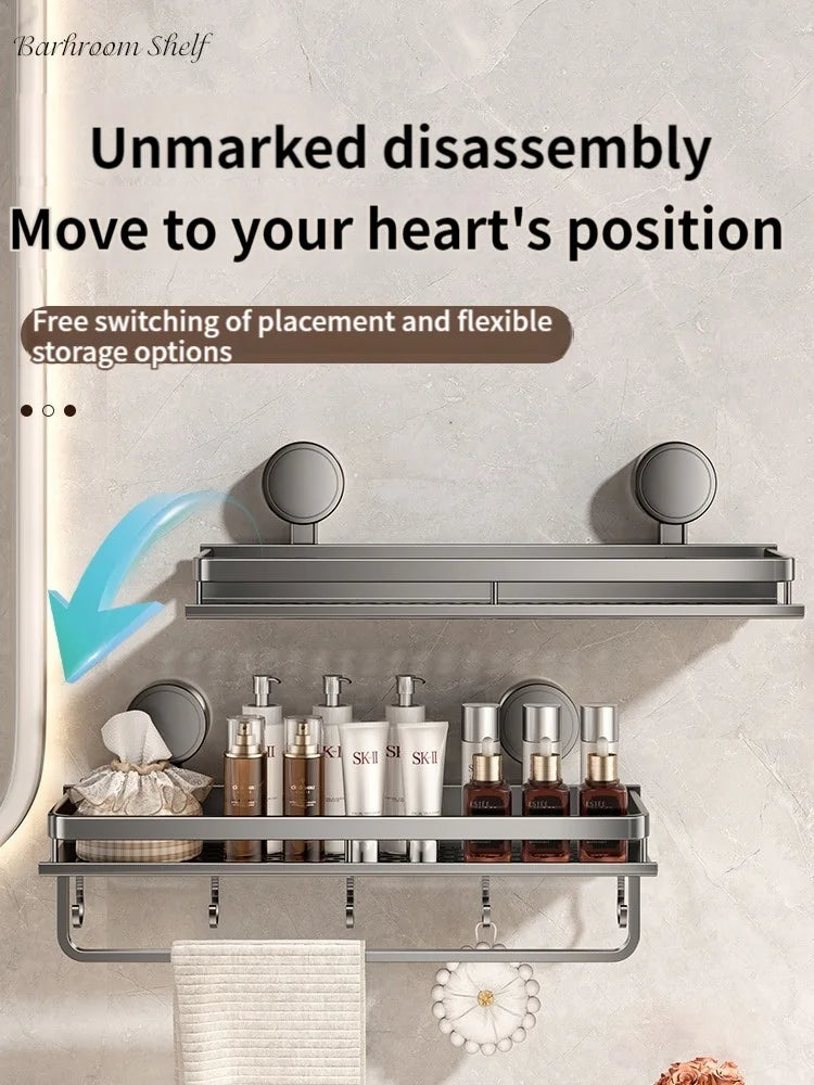 Suction Cup Bathroom Shelf – No Drill Wall Mounting in 3 Sizes