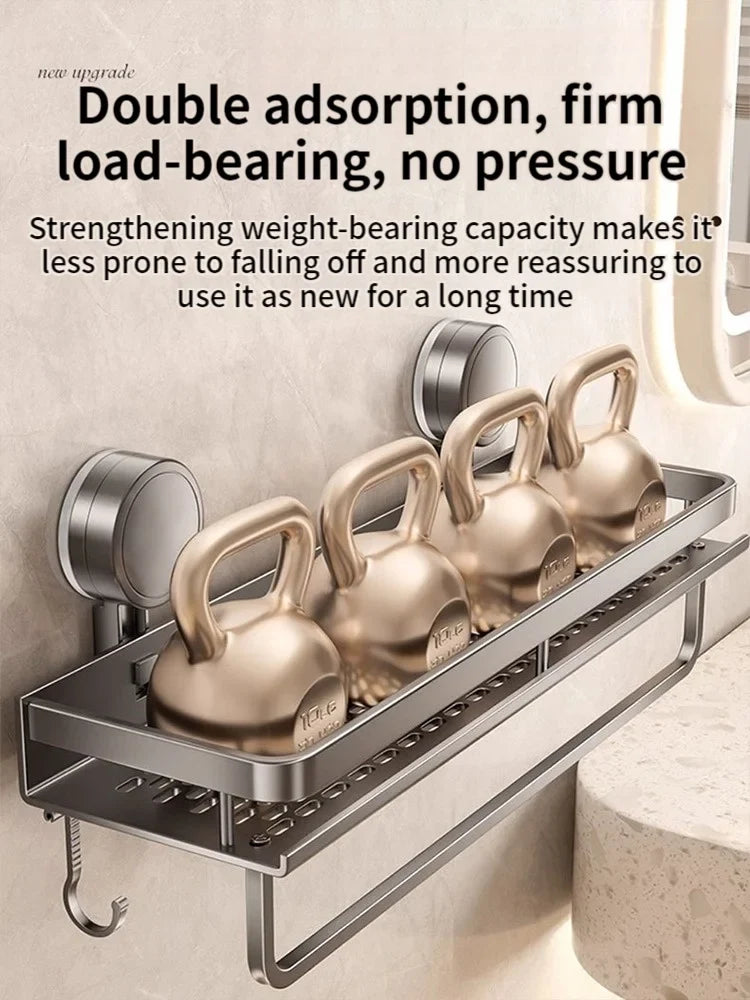 Suction Cup Bathroom Shelf – No Drill Wall Mounting in 3 Sizes