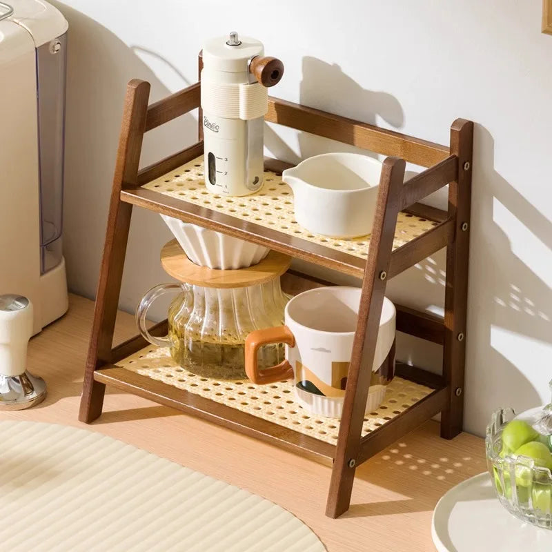 2-Tier Bamboo Kitchen Shelf – Organizer for Kitchen and Desk