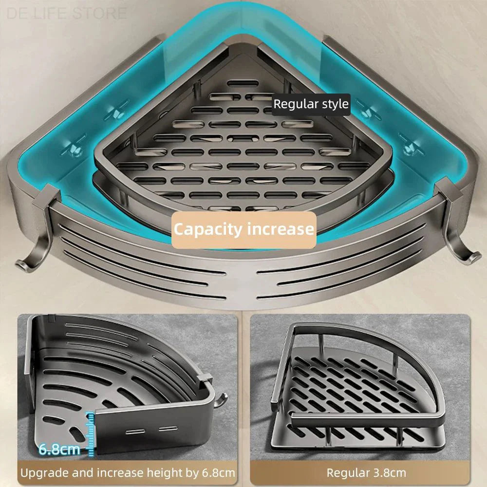 Shower Shelf 2-Piece Set – Drill-Free Wall Mount with Hooks