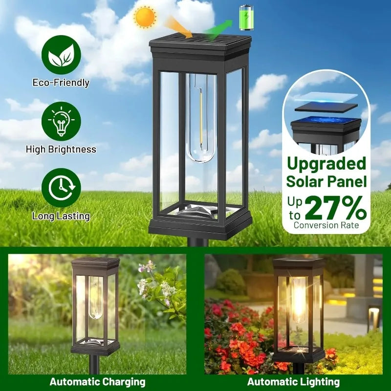 Solar Path Light in Lantern Design with Filament Look – Set of 2