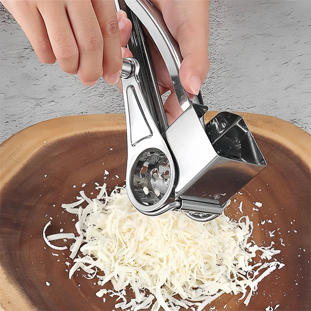 Stainless Steel Rotary Grater – Hand Crank for Cheese and Vegetables