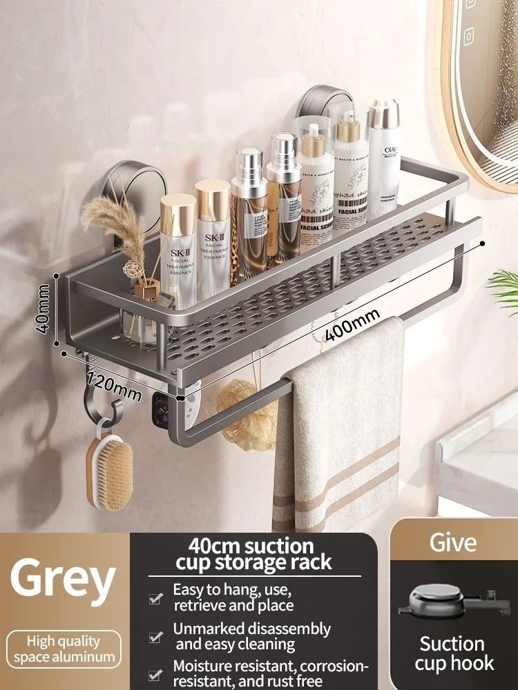 Suction Cup Bathroom Shelf – No Drill Wall Mounting in 3 Sizes