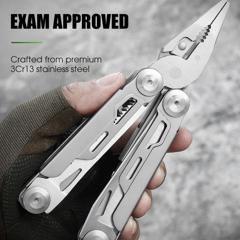 12-in-1 Folding Multitool with Pliers – Compact Stainless Steel