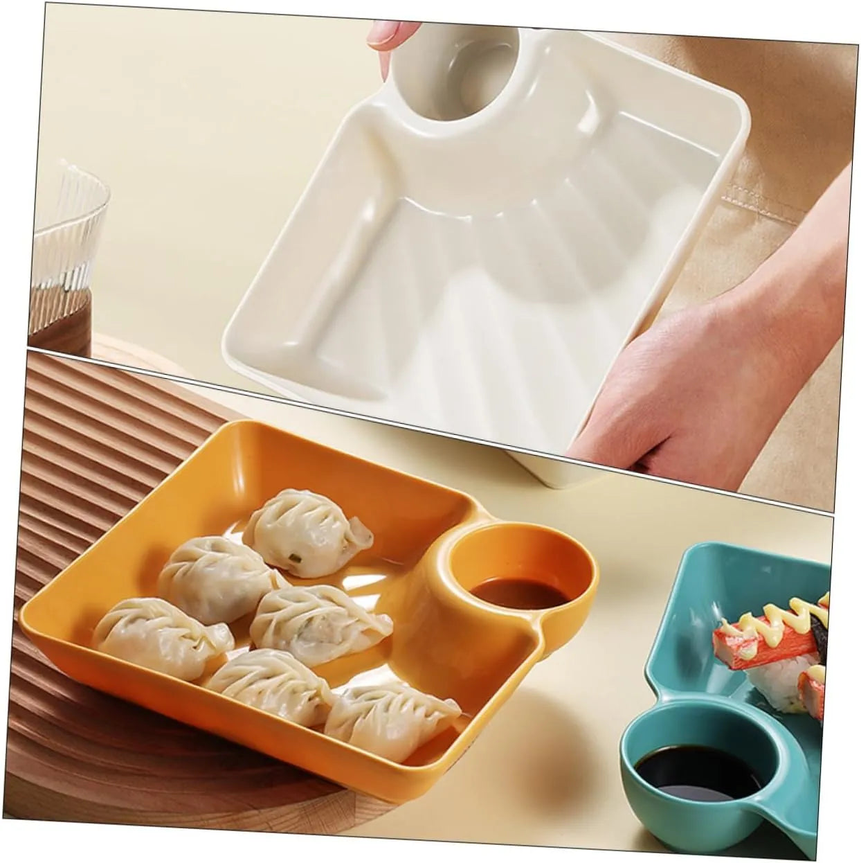 Dip Plate with Integrated Sauce Compartment – No More Mess