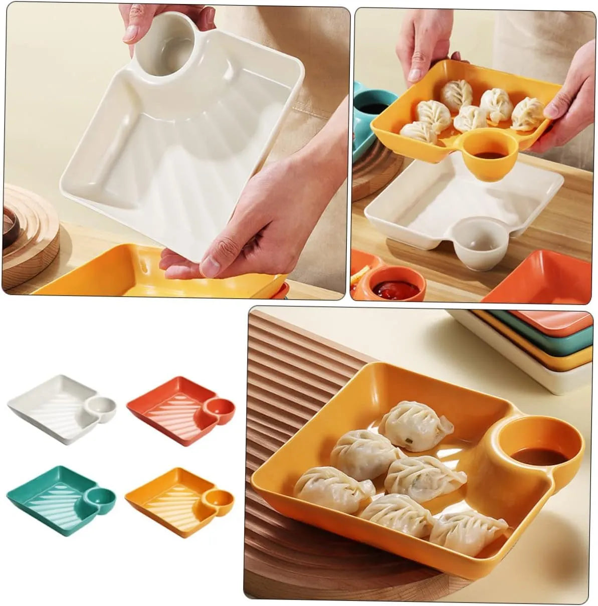 Dip Plate with Integrated Sauce Compartment – No More Mess