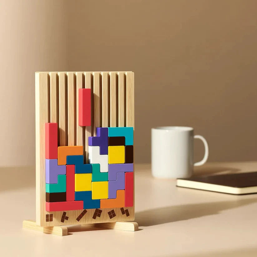 Wooden Tetris Puzzle Board – The Perfect Brain Break for Your Desk