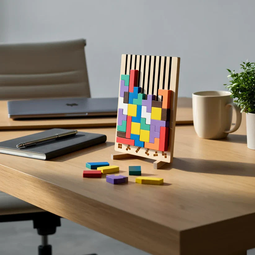 Wooden Tetris Puzzle Board – The Perfect Brain Break for Your Desk