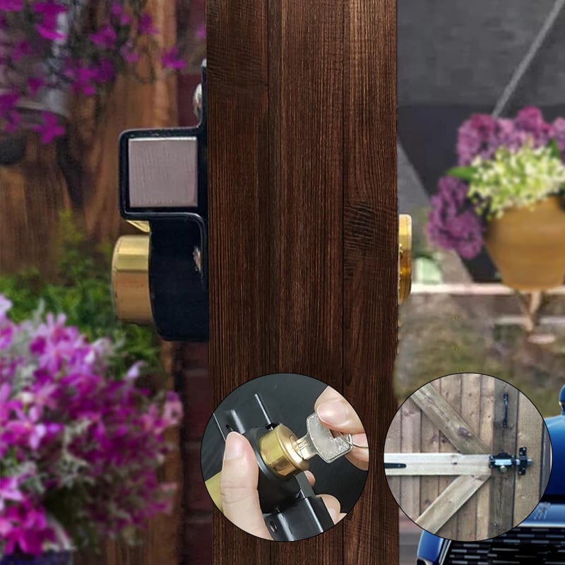 Garden Gate Bolt Lock with Key – Rust Resistant for Outdoor Use