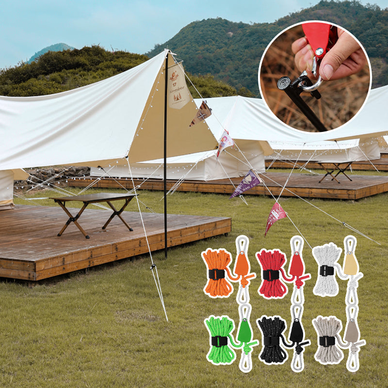 Adjustable Tent Guy Lines with Pulley Buckle – Set of 4
